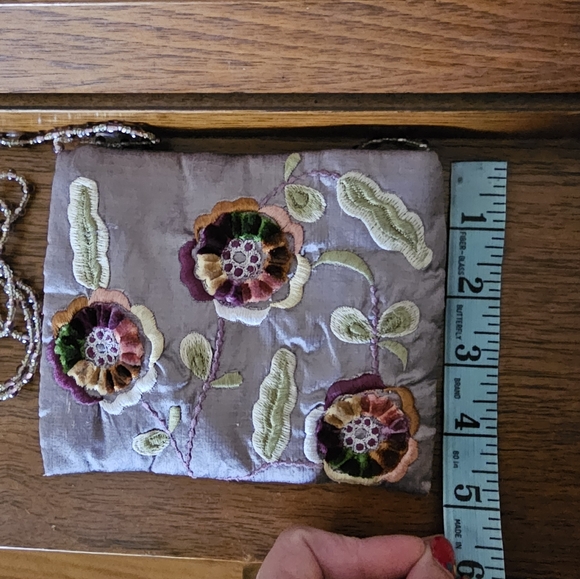 Moyna Purple Floral Embroidered Bag With Beaded Strap, Whimsy, Fairy - Picture 8 of 10